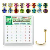 18nwpxm box gold plated silver nose screw set 1.5mm mix crystal