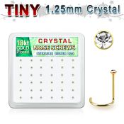 18w6xc box gold plated silver nose screws 1.25mm clear crystals
