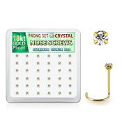 18wp14xc box gold plated silver nose screws w set 2mm crystals