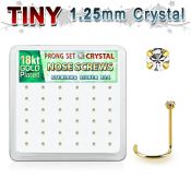 18wp6xc box gold plated silver nose screws w set 1.25mm crystals