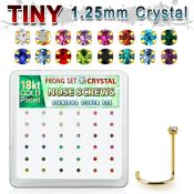 18wp6xm box gold plated silver nose screw set 1.25mm mix crystal