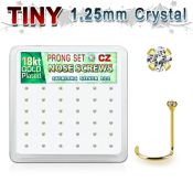 18wz12xc box gold plated silver nose screw w set 1.25mm clear czs