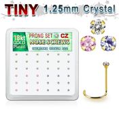 18wz12xm box gold plated silver nose screws w set 1.25mm mix czs