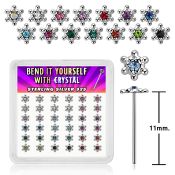 36 silver bend it nose stud clear crystal david star top 