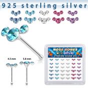 b36cumxm silver nose bones 22g crystals curved colors 36