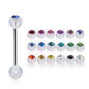 bbajb5 straight barbells surgical steel 316l with acrylic parts tongue