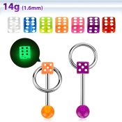 bbgldisl straight barbells surgical steel 316l with acrylic parts tongue