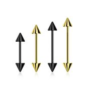 bbt20cn anodized 316l steel eyebrow barbell, 20g w 3mm cones