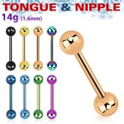 bbtb5 straight barbells anodized surgical steel 316l nipple