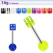 bbuvdi straight barbells surgical steel 316l with acrylic parts tongue