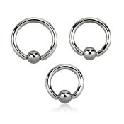 bcr10 hoops captive rings surgical steel 316l ear lobe