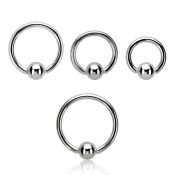 bcr14m hoops captive rings surgical steel 316l ear lobe
