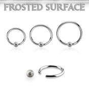 bcr18f3 316l steel captive bead ring 18g w 3mm frosted steel ball
