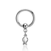 bcrg767 316l steel ball closure ring, 14g a dangling tulip 