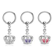 bcrgz590 316l steel bcr, 14g dangling crown w cz