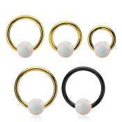 bcrt14o6 pvd plated 316l steel bcr 14g w 6mm synthetic opal ball