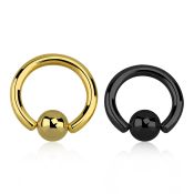 bcrt8 hoops captive rings anodized surgical steel 316l ear lobe