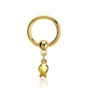 bcrtg767 gold steel ball closure ring, 14g dangling tulip 