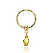 bcrts767 gold steel ball closure ring, 16g w dangling tulip 
