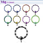 bctl16 hoops captive rings anodized surgical steel 316l nose