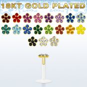 bilbfg clear bio flexible labret flower sterling silver 18karat