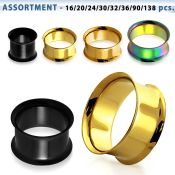 blk249 tunnels gauges anodized surgical steel 316l ear lobe