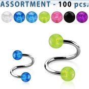 blk31 spirals twisters surgical steel 316l with acrylic parts eyebrow