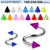 blk353 spirals twisters surgical steel 316l with acrylic parts eyebrow