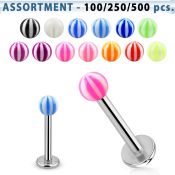 blk371 labrets lip rings surgical steel 316l with acrylic parts labrets chin