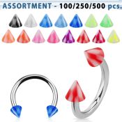 blk384 horseshoes surgical steel 316l with acrylic parts belly button