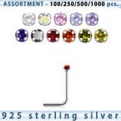 blk462 l shape nose studs silver 925 nose