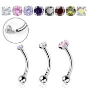 bneczin steel curvedbarbell cz prong set plain ball internal