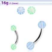 bnedxw steel eyebrow banana w 3mm acrylic balls w star pattern