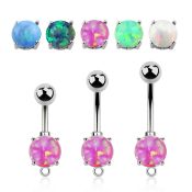 bnrdoh surgical steel belly button curved barbell opal