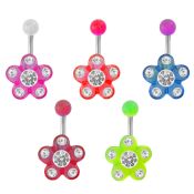 bnuvfl10 belly rings surgical steel 316l with acrylic parts belly button