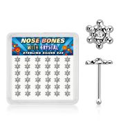 box w 36 silver nose bone w clear crystal david star top 