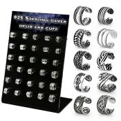brehvcf display w 30 pcs. of silver helix ear cuff mix designs