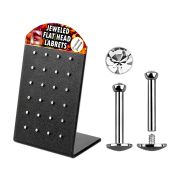 brlbfc 316l steel internal threading labret w flat crystal top