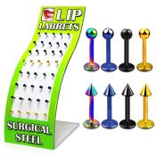 brmlb9 labrets lip rings anodized surgical steel 316l labrets chin