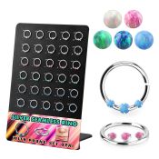 brnhm52 board w silver seamless septum rings w a prong sent opal