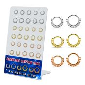 brnhm55 board w 30 plated silver septum seamless ring w beads