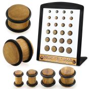 brpg219 teak wood ear plugs double rubber o rings 24pcs