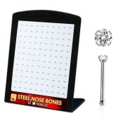 brs116 display w 316l steel nose screws, 20g w 1.5mm round cz