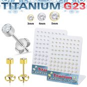 bruerbzr2 titanium earring studs 20g press fit cz 36 pairs