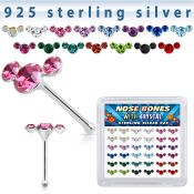 bxcuam36 silver nose bones 22g gems colors 36