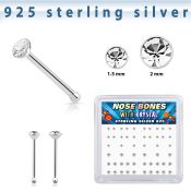 bxnbmc8 silver nose bones 22g clear gems 52