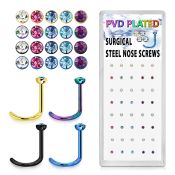 bxns10 l shape nose studs anodized surgical steel 316l nose