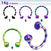cbtl14 horseshoes anodized surgical steel 316l belly button
