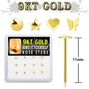 d9gys23 box with 9kt gold bend it nose studs with mix plain tops