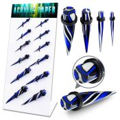 dapg85 board of b w bule tri color acrylic tapers with o ring